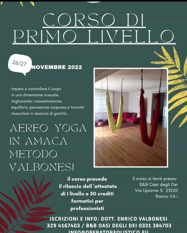Corso Varese il 26-27 novembre di Yoga aereo